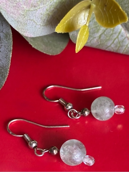 925 Sterling Silver Jewelry - 925 Silver Earrings,Clear Quartz Drop Earrings with Silver Hooks - Clear
